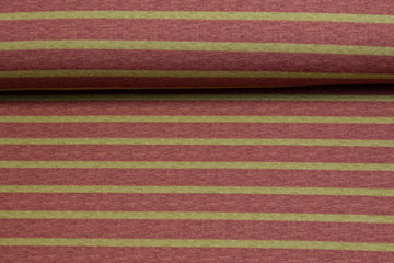 Restmenge 30 cm French Terry mit Streifen, weinrot, ocker